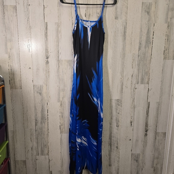 Blue and Black Maxi Dress Womens Size Small Unbranded - Picture 1 of 9